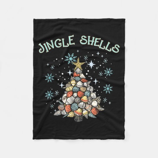 Jingle Shells Christmas Tree Snowflakes Celebratio Fleece Deken (Voorkant)