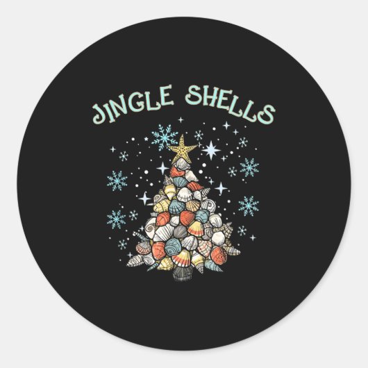 Jingle Shells Christmas Tree Snowflakes Celebratio Ronde Sticker (Voorkant)