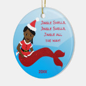 Jingle Shells Mermaid African American Santa Hat Keramisch Ornament (Links)
