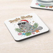Jingle Shells Tropical Santa Manatee Christmas Bier Onderzetter (Linkerzijde)