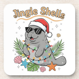 Jingle Shells Tropical Santa Manatee Christmas Bier Onderzetter