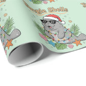 Jingle Shells Tropical Santa Manatee Christmas Cadeaupapier (Rol Hoek)
