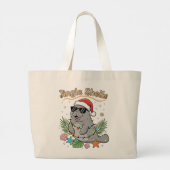 Jingle Shells Tropical Santa Manatee Christmas Grote Tote Bag (Achterkant)