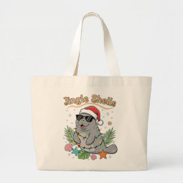 Jingle Shells Tropical Santa Manatee Christmas Grote Tote Bag