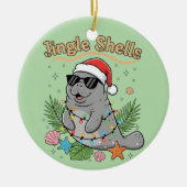 Jingle Shells Tropical Santa Manatee Christmas Keramisch Ornament (Voorkant)