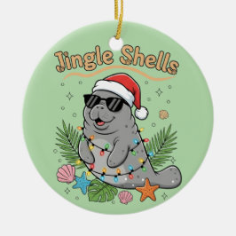 Jingle Shells Tropical Santa Manatee Christmas Keramisch Ornament