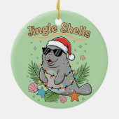 Jingle Shells Tropical Santa Manatee Christmas Keramisch Ornament (Achterkant)