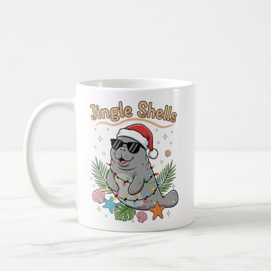 Jingle Shells Tropical Santa Manatee Christmas Koffiemok (Links)