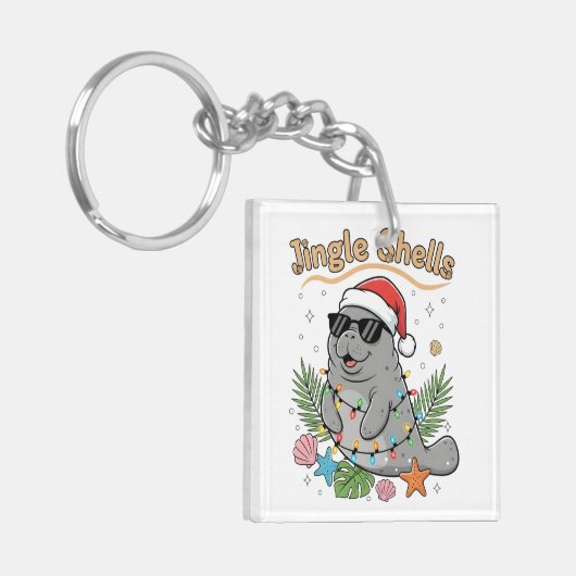 Jingle Shells Tropical Santa Manatee Christmas Sleutelhanger (Voorkant Links)