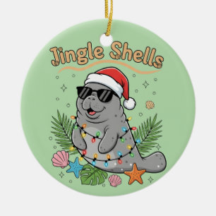 Jingle Shells Tropische Kerstman Zeekoe Kerstmis Keramisch Ornament