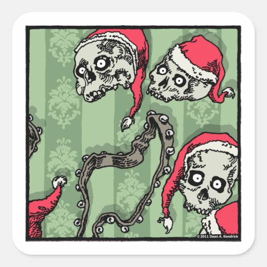 Jingle Skulls - Pop Gothic Holiday Vierkante Sticker (Voorkant)