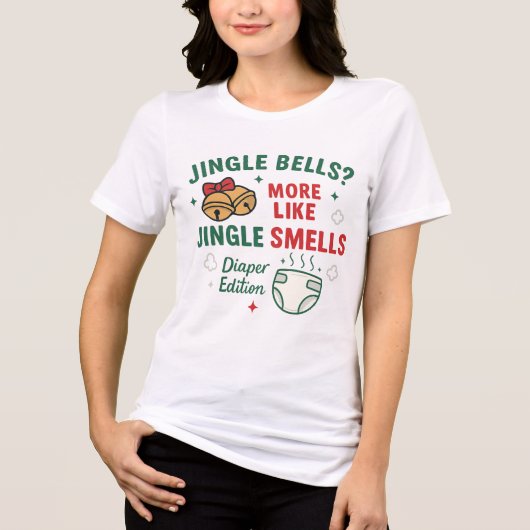 Jingle Smells Funny Mom Christmas Tee Tri-Blend Shirt (Voorkant)