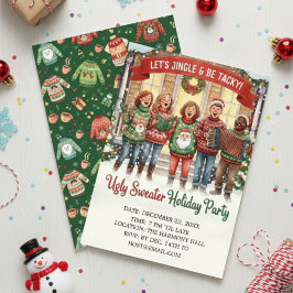 Jingle & Tacky Ugly Sweater Holiday Caroler Kaart