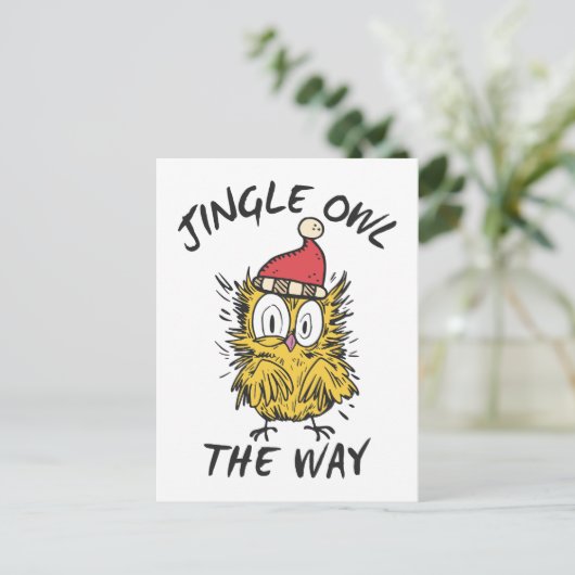 Jingle Uil de manier Grappige Santa Uil Briefkaart (Staand voorkant)