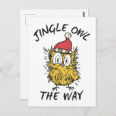 Jingle Uil de manier Grappige Santa Uil Briefkaart (Voorkant / Achterkant)