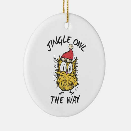 Jingle Uil de manier Grappige Santa Uil Keramisch Ornament (Rechts)