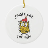 Jingle Uil de manier Grappige Santa Uil Keramisch Ornament (Voorkant)