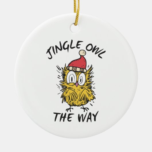 Jingle Uil de manier Grappige Santa Uil Keramisch Ornament (Voorkant)