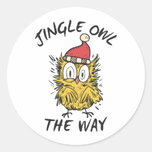 Jingle Uil de manier Grappige Santa Uil Ronde Sticker
