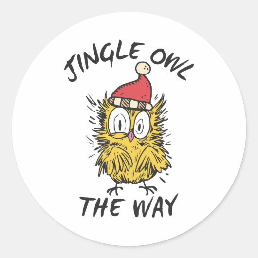 Jingle Uil de manier Grappige Santa Uil Ronde Sticker (Voorkant)