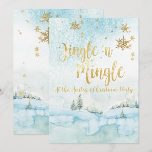 Jingle'n MIngle Winter Scene Party nodigt uit Kaart (Voorkant / Achterkant)
