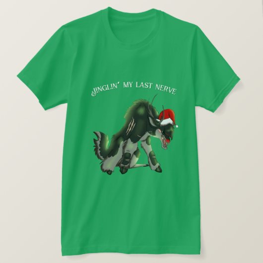 Jinglin' My Last Nerve Angry Reindeer Funny Horror T-shirt (Design voorkant)
