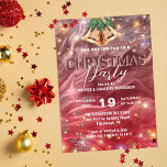 Jingling Bells Rode Winter Wonderland Kerstmis Kaart<br><div class="desc">Dit is een boeiende en feestelijke kerstfeestuitnodiging die zeker feestvreugde zal verspreiden. De uitnodiging is geplaatst tegen een abstracte levendige rode achtergrond, versierd met decoratieve jingling bells, sneeuwvlokken en twinkelende lichten, belichaamt de geest van het seizoen. Deze aanpasbare kerstfeestuitnodiging is niet alleen een uitnodiging, maar een aandenken die de essentie...</div>