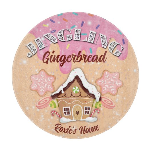 Jingling Gingerbread Bewerkbare Glas Snijplank (Voorkant)