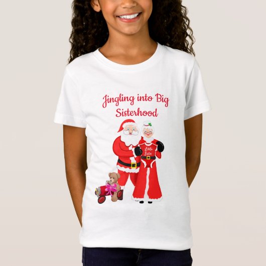Jingling in grote zusterschap- Little Sis Santa T-shirt (Voorkant)