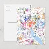 Jining China City Map Briefkaart (Voorkant / Achterkant)