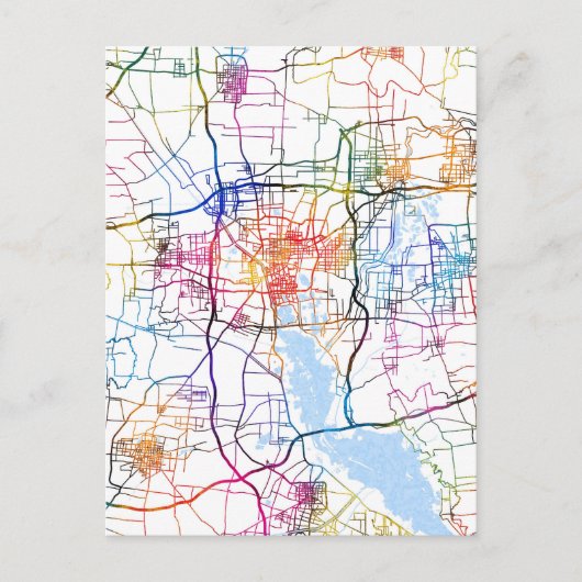 Jining China City Map Briefkaart (Voorkant)