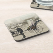 "Jinrikisha" voor een tempel, c.1880 (hand co Bier Onderzetter (Linkerzijde)