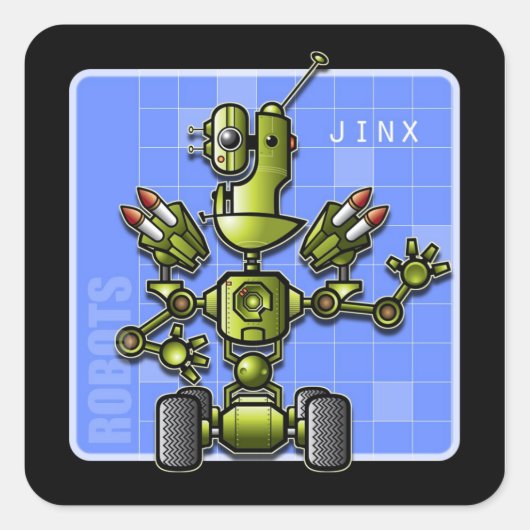 Jinx the Robot Vierkante Sticker (Voorkant)