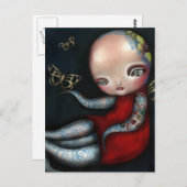 Jinxi Octopus Tattoo Girl Briefkaart (Voorkant / Achterkant)