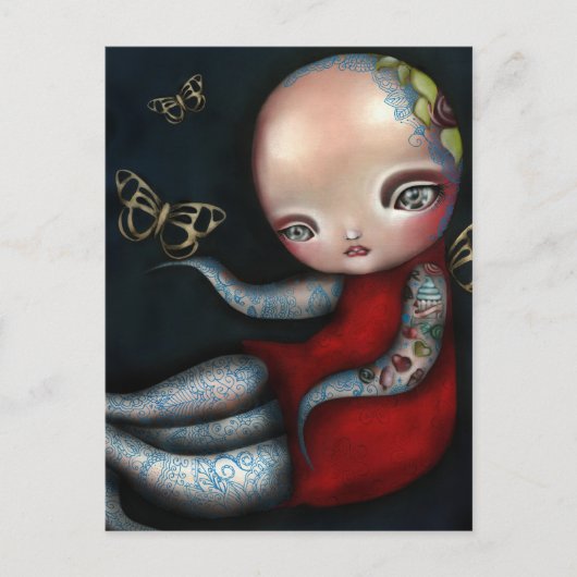 Jinxi Octopus Tattoo Girl Briefkaart (Voorkant)