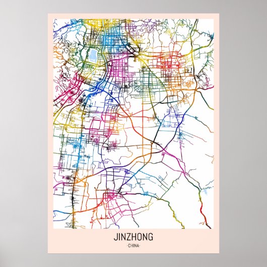 Jinzhong China City Map Poster (Voorkant)