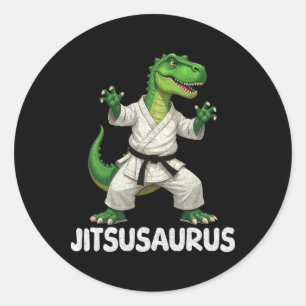 Jitsusaurus Dinosaur Karate Martial Arts Pretentie Ronde Sticker