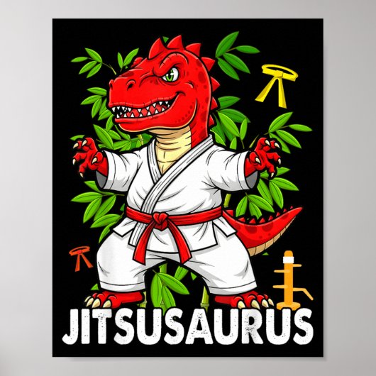 Jitsusaurus Grappig Jiu Jitsu Trex MMA Braziliaans Poster (Voorkant)