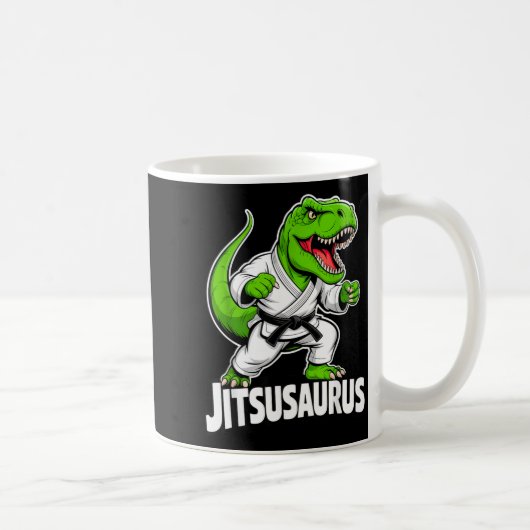 Jitsusaurus Grappige Dinosaurus Groene T-rex Brazi Koffiemok (Rechts)
