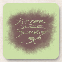 Jitter Juice Junkie - koffiekunst op groen.