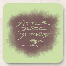 Jitter Juice Junkie - koffiekunst op groen. Bier Onderzetter