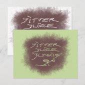 Jitter Juice Junkie - koffiekunst op groen. Briefkaart (Voorkant / Achterkant)
