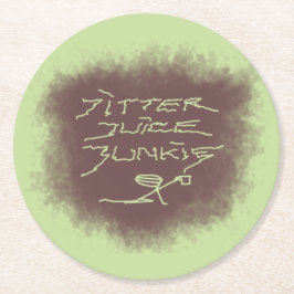 Jitter Juice Junkie - koffiekunst op groen. Ronde Kartonnen Onderzetter