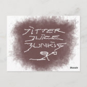 Jitter Juice Junkie - koffiekunst op wit. Briefkaart (Achterkant)