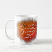 Jitter Juice Junkie - koffiekunst op wit. Koffiemok (Links)