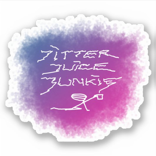 Jitter Juice Junkie - transparante koffiekunst. Sticker (Voorkant)