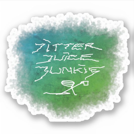 Jitter Juice Junkie - transparante koffiekunst. Sticker (Voorkant)