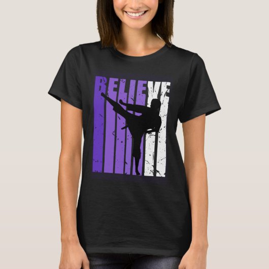 Jiu Jitsu Believe Silhouette White Belt Purple T-shirt (Voorkant)