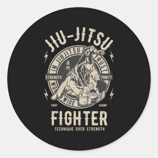 Jiu Jitsu BJJ Braziliaans Jiu Jitsu Ronde Sticker (Voorkant)