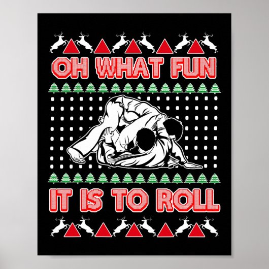Jiu Jitsu Bjj Lelijke Kersttrui Mma Grappige Kerst Poster (Voorkant)